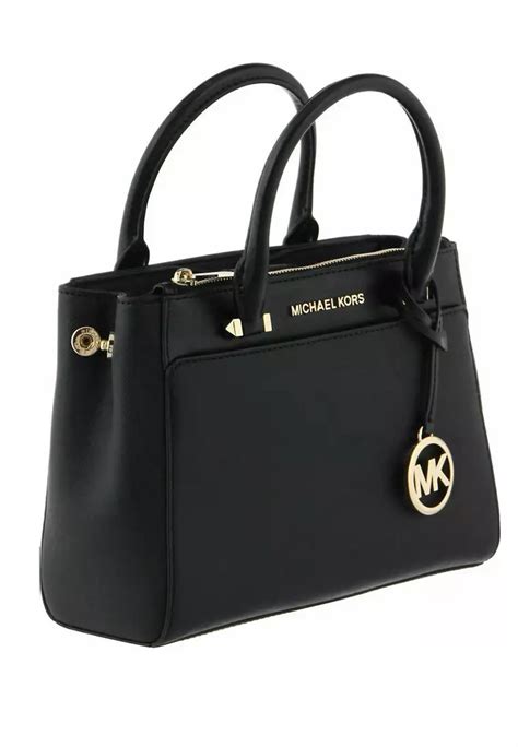 michael kors gibson leather satchel black|Michael Kors large satchel handbag.